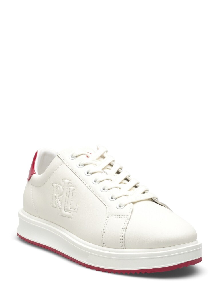 Lauren Ralph Lauren Ainsley Smooth & Crinkle Leather Sneaker   White   39 - main photo