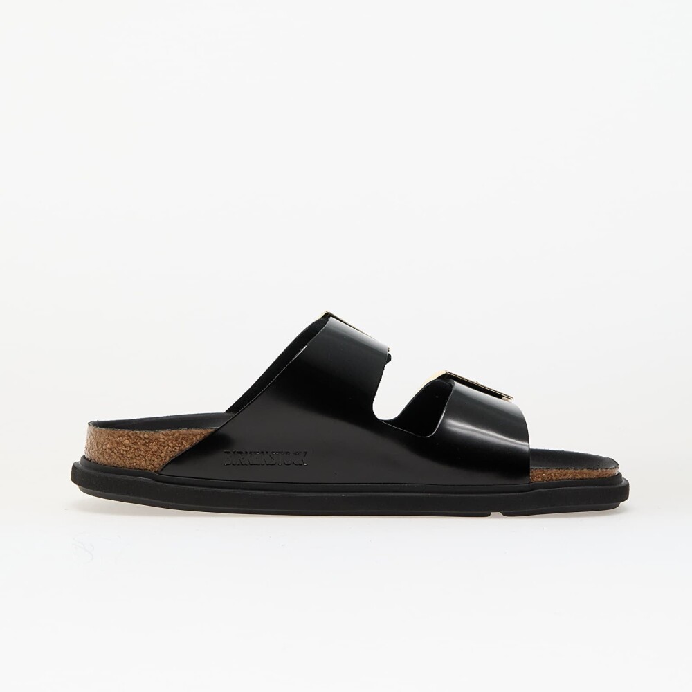 Joggesko Birkenstock Arizona Droplet Buckle Natural Leather Patent High Shine Black EUR 39 - side b