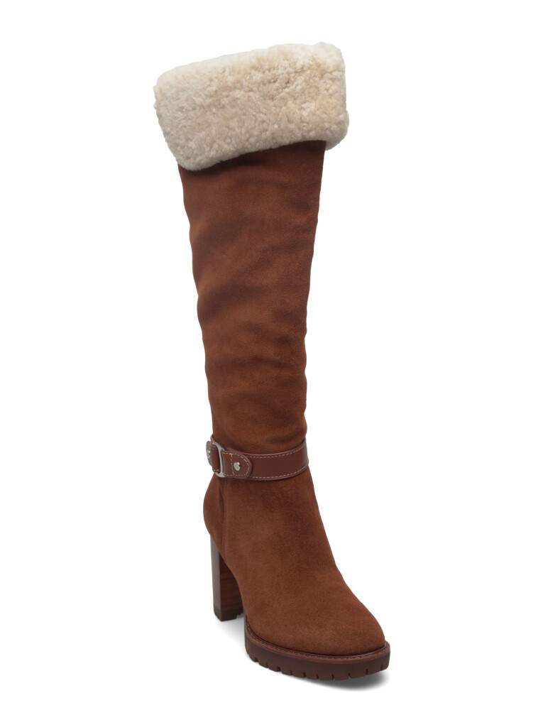 Lauren Ralph Lauren Tasha Suede & Shearling Tall Heel Boot - Brown - 37 - main photo