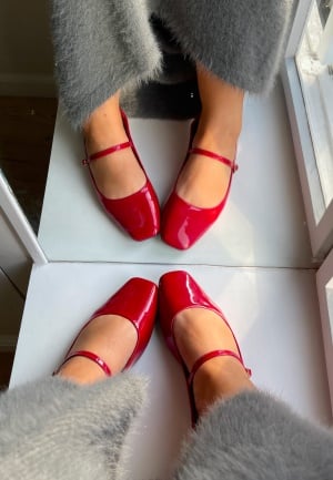ONLY Onlakira-3 Pu Mary Jane Baller Equestrian Red 37 - main photo