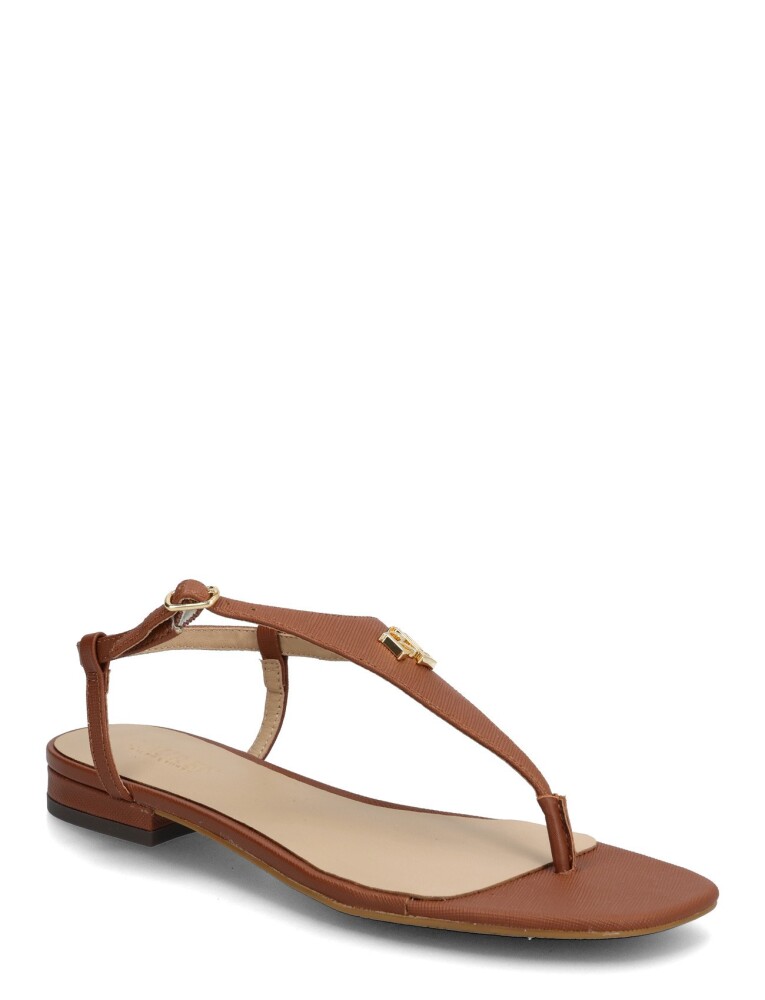 Lauren Ralph Lauren Everley Ii Crosshatch Leather Sandal   Brown   37.5 - main photo