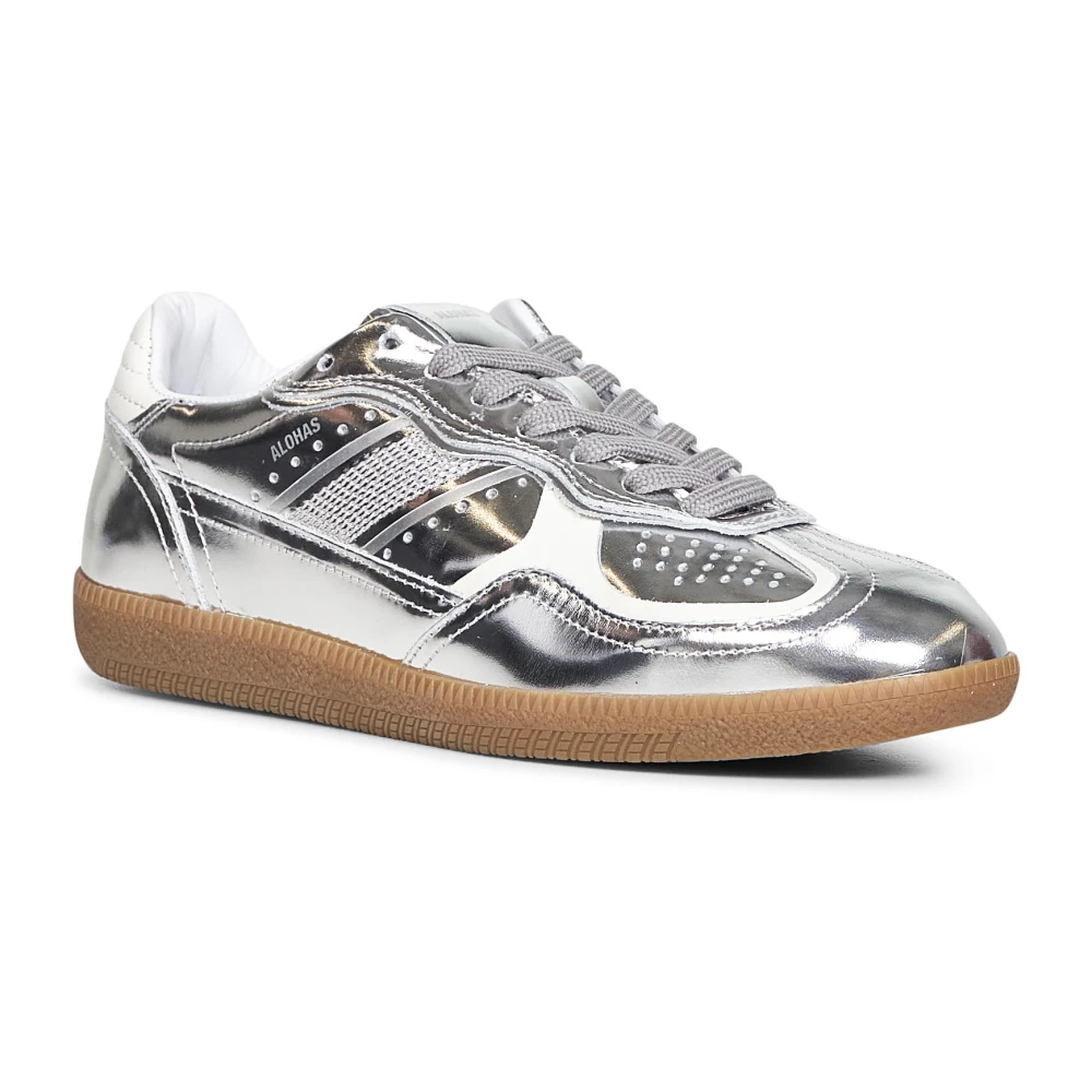 ALOHAS Tb.490 Rife Shimmer Silver Cream Leather Sneakers - Silver - 41 - side a