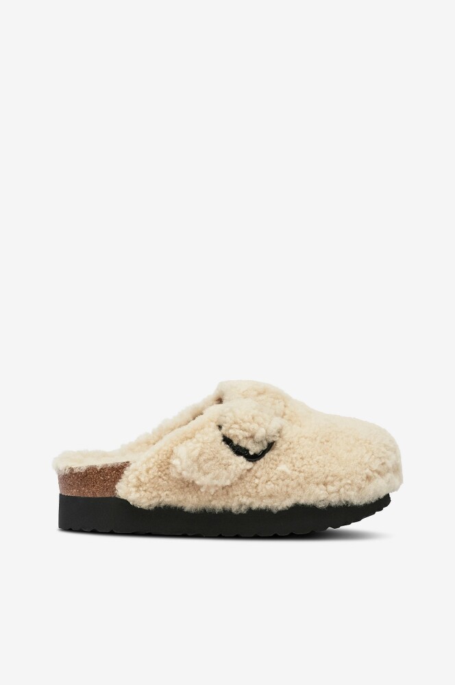 Birkenstock Tøfler Boston Big Buckle Platform Fur Hvit - main photo