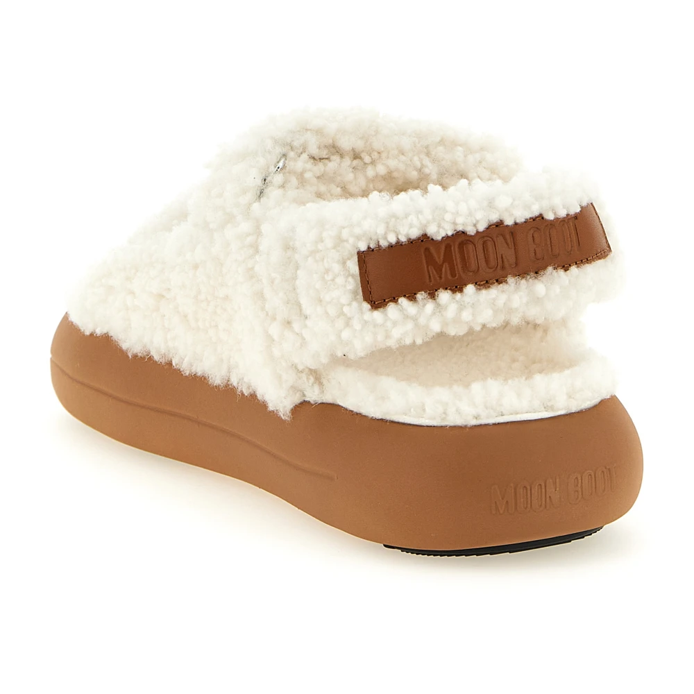 Moon Boot Mb Shearling Sandal   White   40 - side a