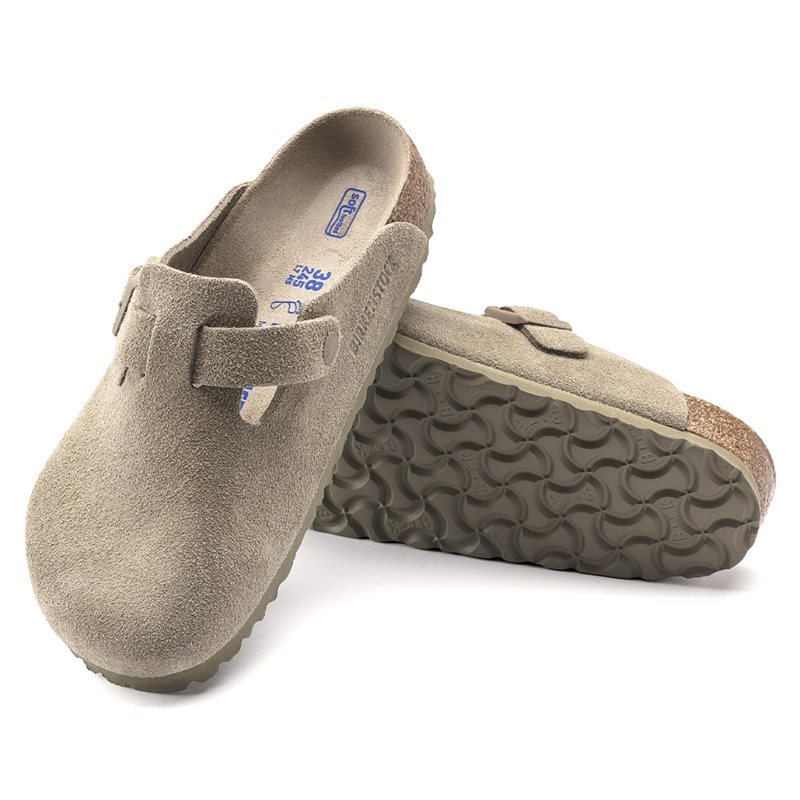 Birkenstock Boston Soft Footbed Suede Leather Faded Khaki - side b
