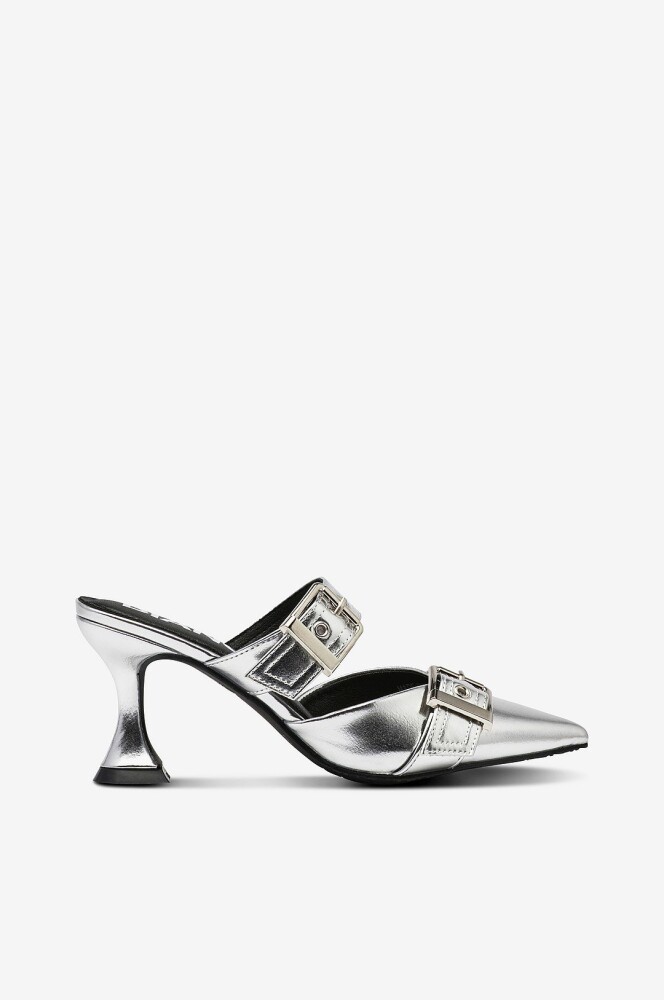 Bianco Sandaletter biaGlam Mule Double Buckle Metallic PU Sølv - main photo