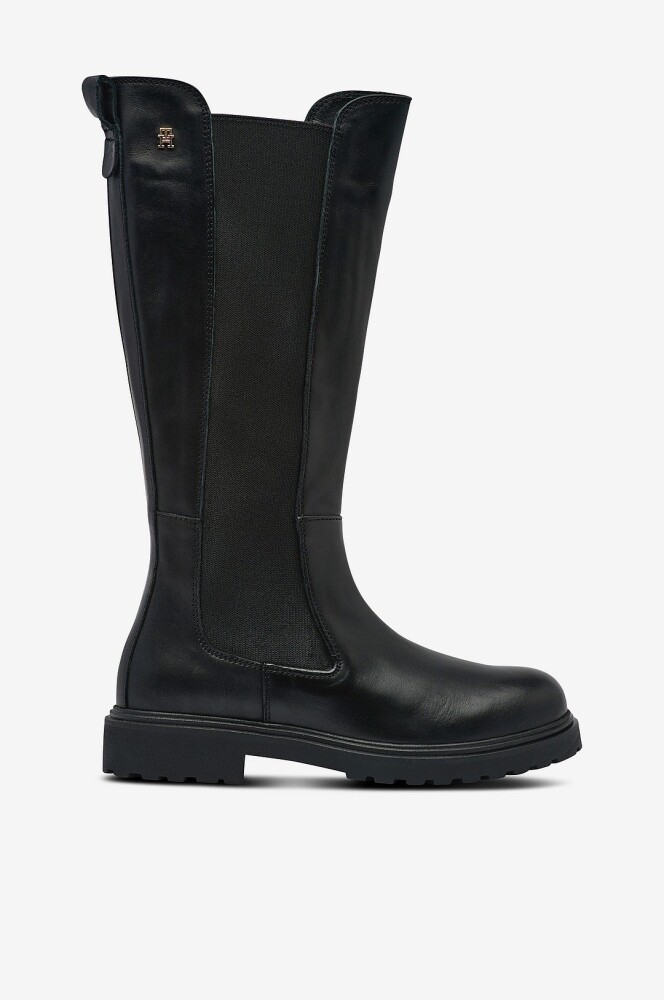 Tommy Hilfiger Støvler TH Lthr Cleated Long Boot Svart - main photo