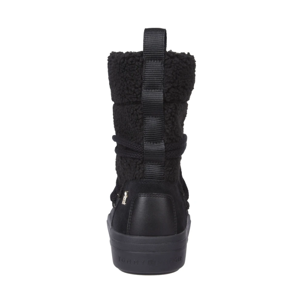 Tommy Hilfiger Lace-Up Faux Shearling Snowboot - Black - 38 - side b
