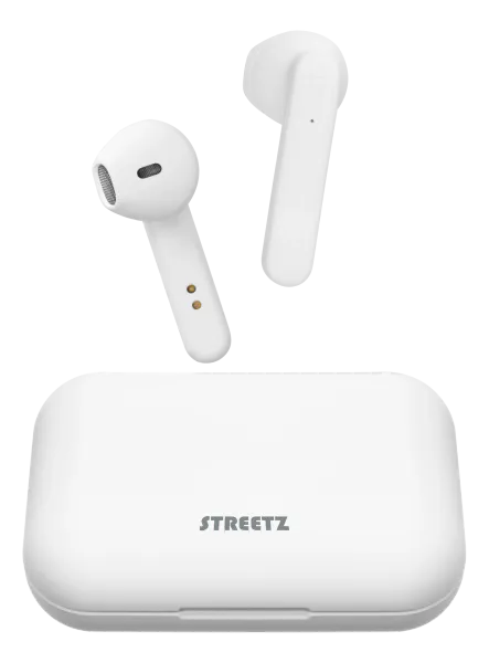 STREETZ True Wireless Stereo headset med ladeenhet - Hvit