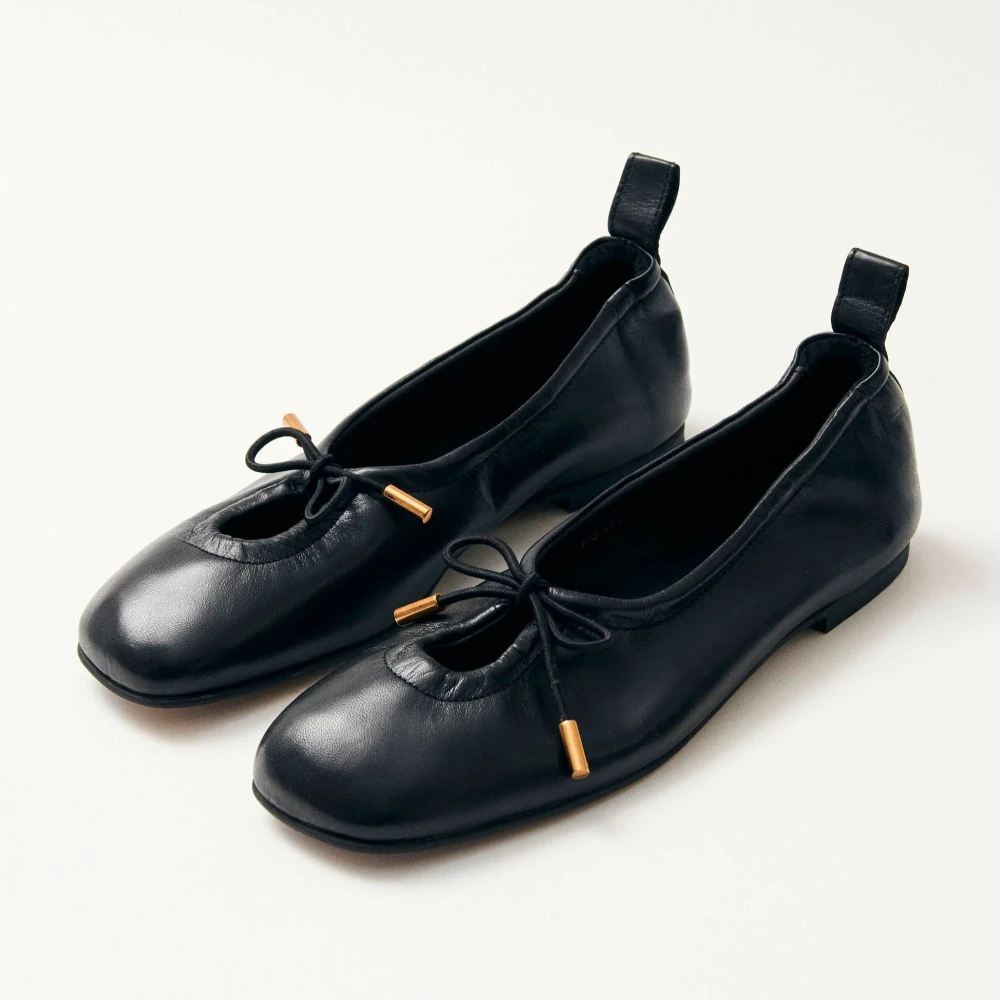 ALOHAS Rosalind Black Leather Ballet Flats - Black - 38 - side a