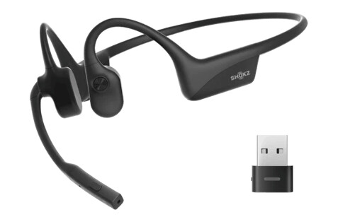Aftershokz Opencomm2 Uc Usb-a Hodesett Usb-a Via Bluetooth-adapter Zoom Stereo Svart