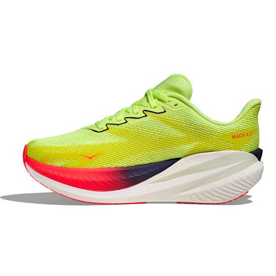 Hoka Women's Mach X 3 Neon Yuzu/Squid Ink 38 - side a