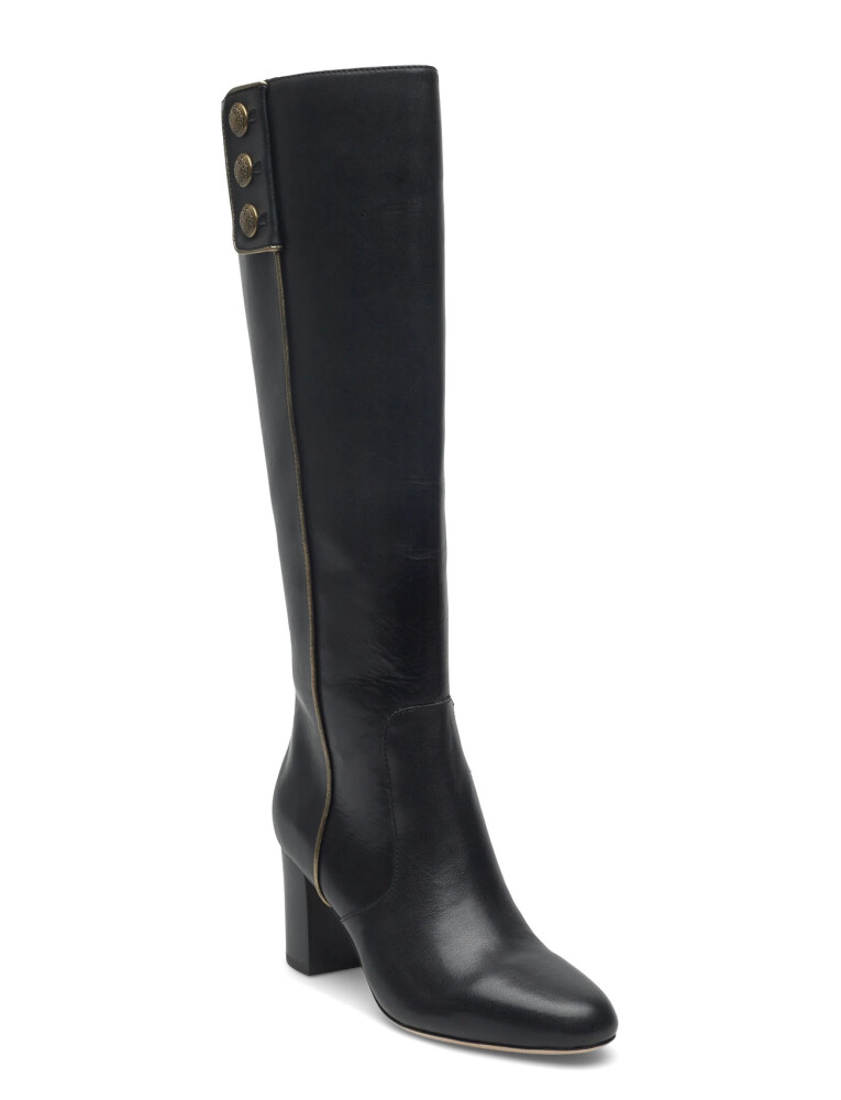 Lauren Ralph Lauren Kennedi Burnished Leather Tall Boot Heel - Black - 39 - main photo