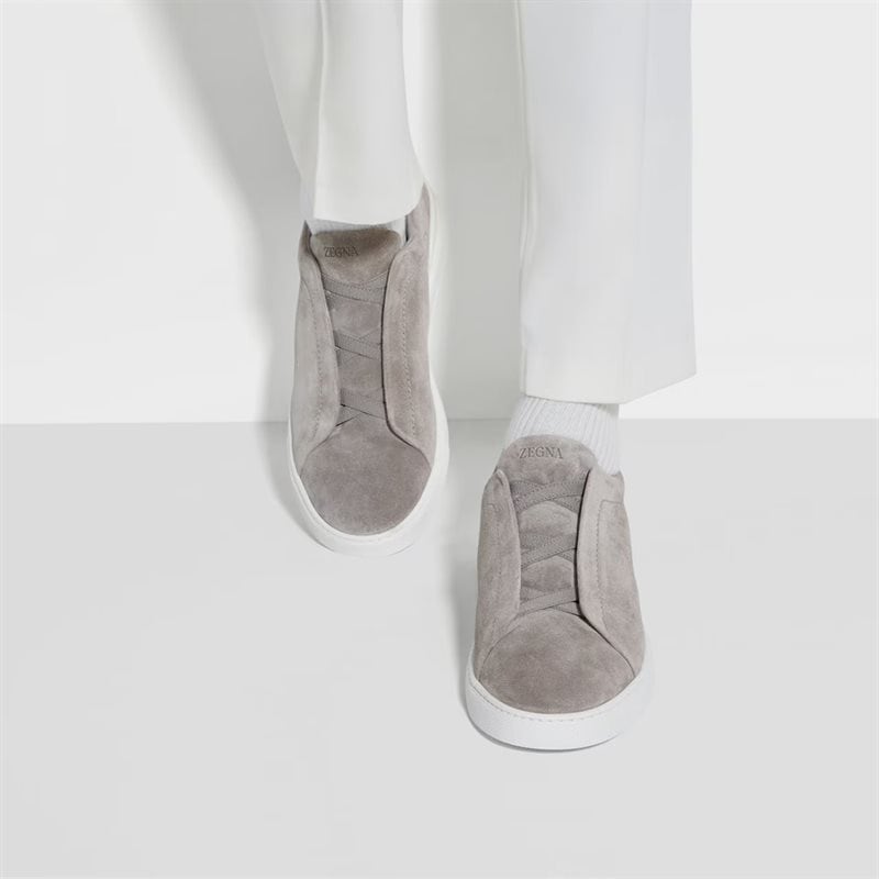 Triple Stitch - Grey Melange Sude - side a