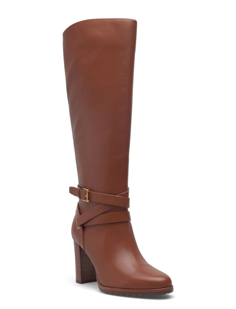 Lauren Ralph Lauren Collins Calfskin Tall Boot Heel - Brown - 40 - main photo