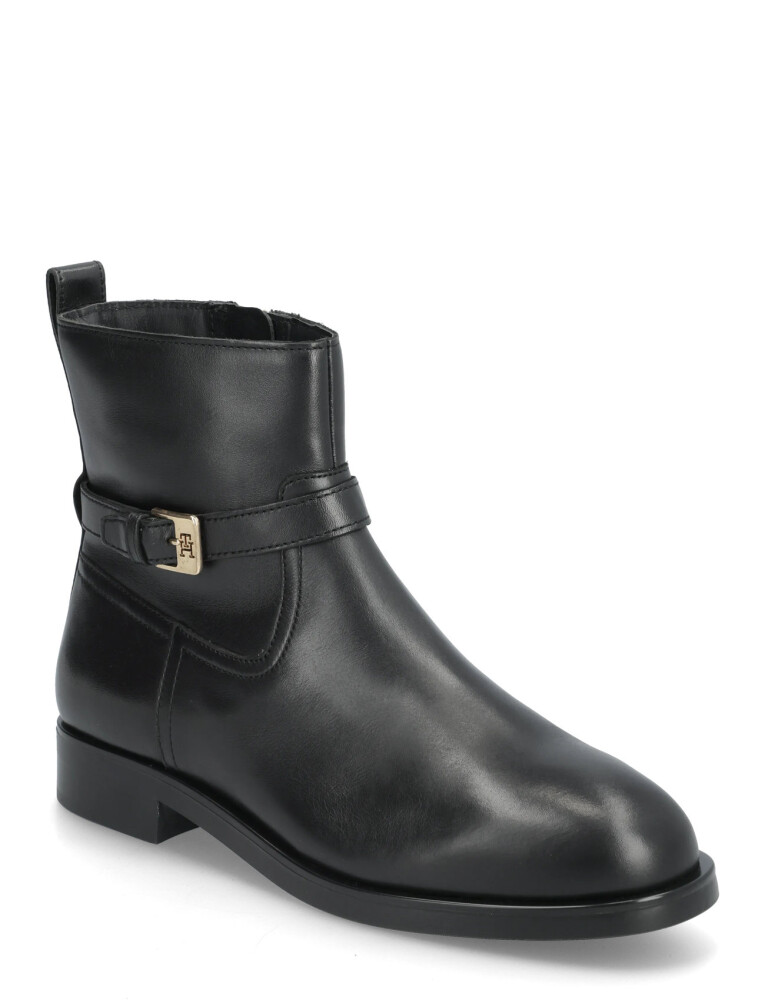 Tommy Hilfiger Th Buckle Riding Leather Bootie - Black - 38 - main photo