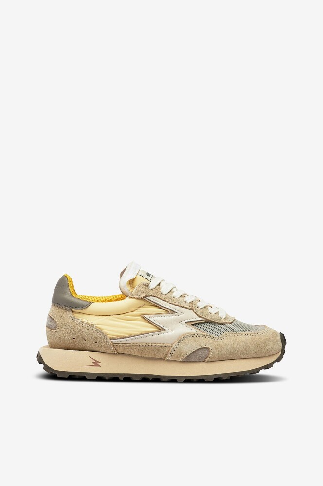 Moaconcept   Joggesko Hype Pale Banana Nylon Suede Gray Backtab   Gul - main photo