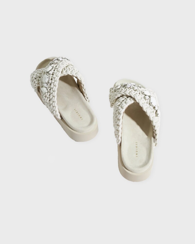 INUIKII Slipper Woven Stones Ivory white 38 - side a