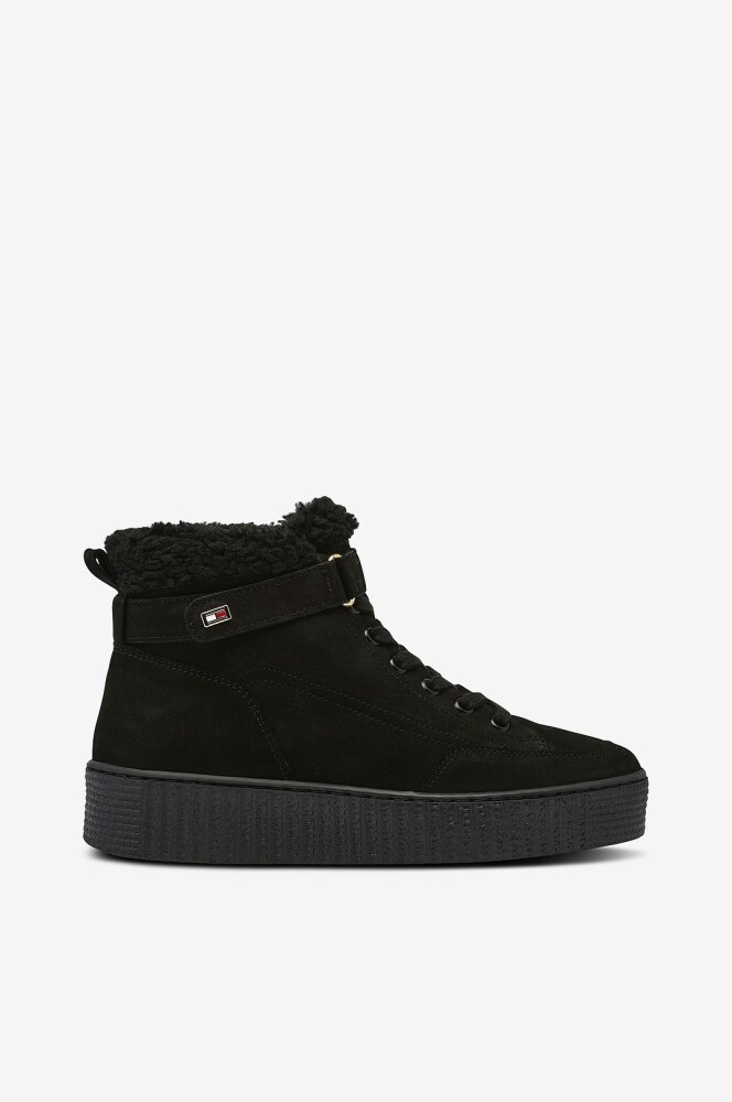 Tommy Hilfiger Boots Faux Fur Nubuck Low Lace up Svart - main photo