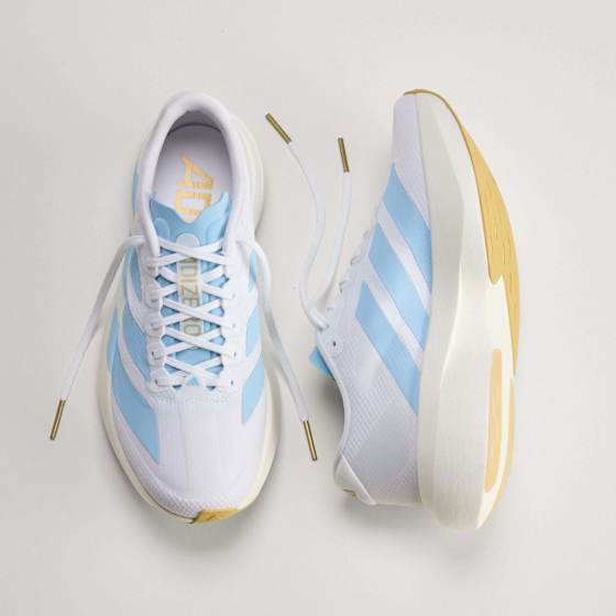Adidas Adizero Evo Sl Ftwr White/ Clear Blue/ Matte Gold EUR 38 - side b