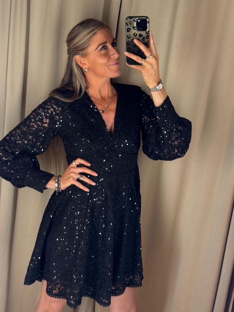 freya mini dress black MINI FREYA CRYSTAL EMBELLISHED BLACK MINI SET  Mateeno