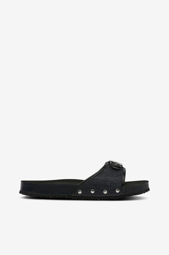 Scholl Iconic Sandaler SL Pescura Flat Cork Canvas Black Svart - main photo