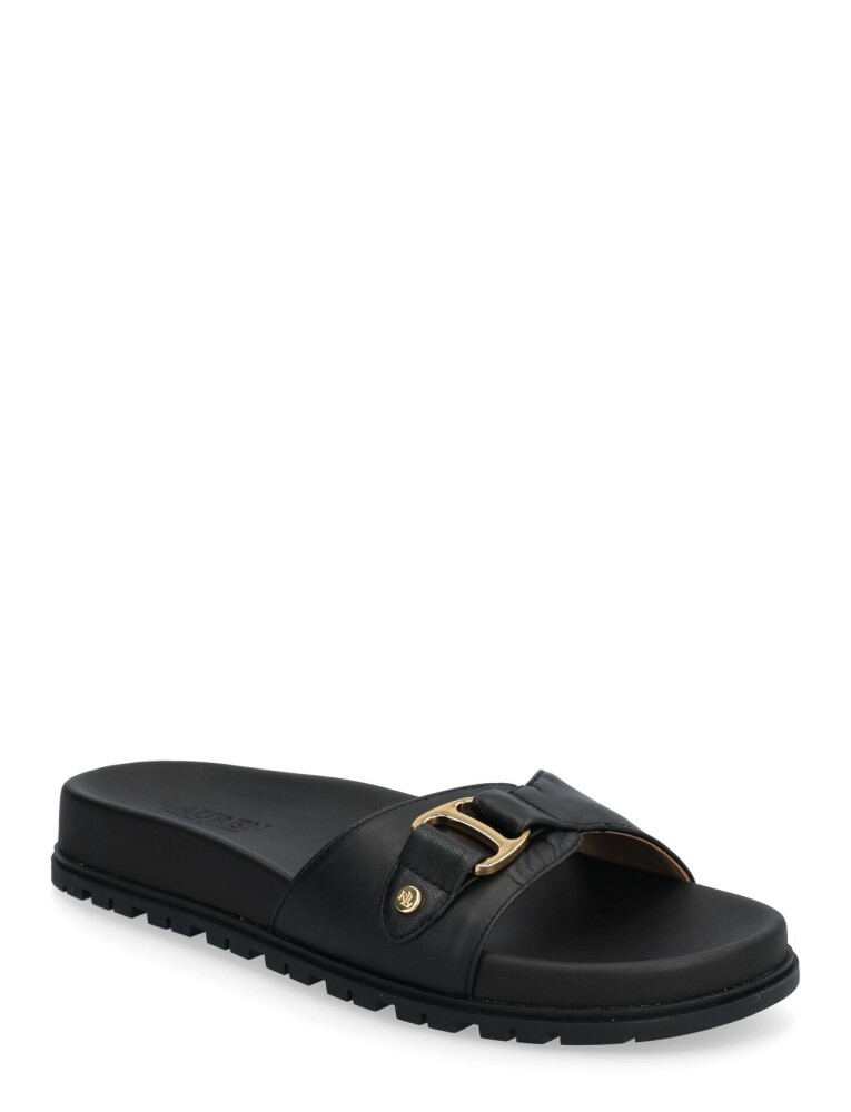 Lauren Ralph Lauren Tasha Leather Slide Sandal   Black   38 - main photo
