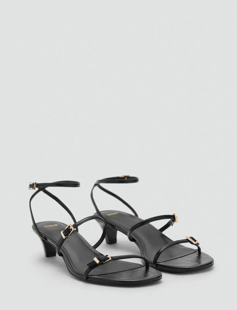 Mango Kitten-Heel Sandals With Buckle - Black - 37 - main photo