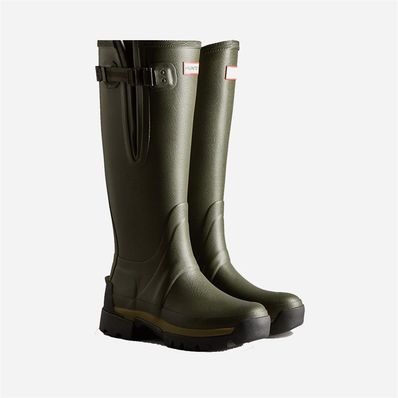 Hunter Womens Balmoral Tall Side Adjustable Dark Olive - side a