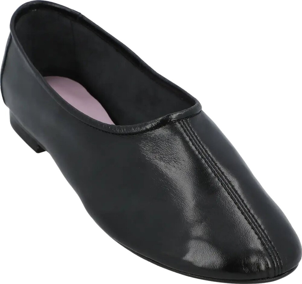 By Far Prudence Limewash Creased Leather Ballet Flat   Black   37 - main photo