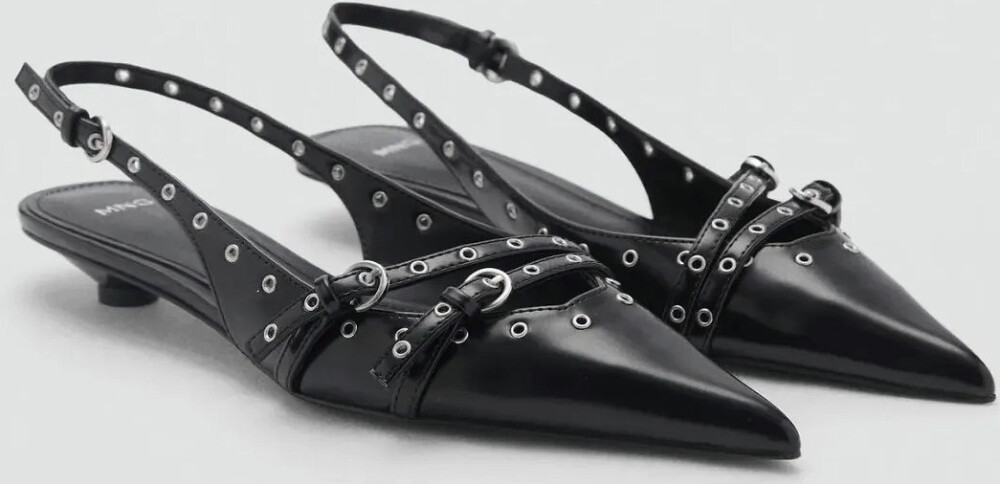 Mango Die-Cut Kitten Shoes - Black - 35 - main photo
