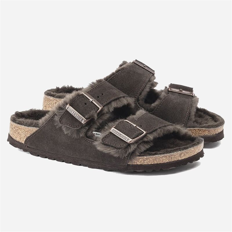 Birkenstock Arizona Shearling Suede Leather/Fur Mocha - side a