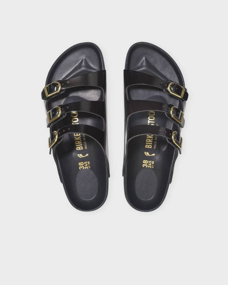 Joggesko Birkenstock Florida Fresh Natural Leather Patent High Shine Black EUR 38 - side b