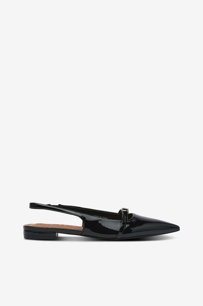 Bianco Slingbackser Biabari Pointy Flat Slingback Faux Leather Svart - main photo