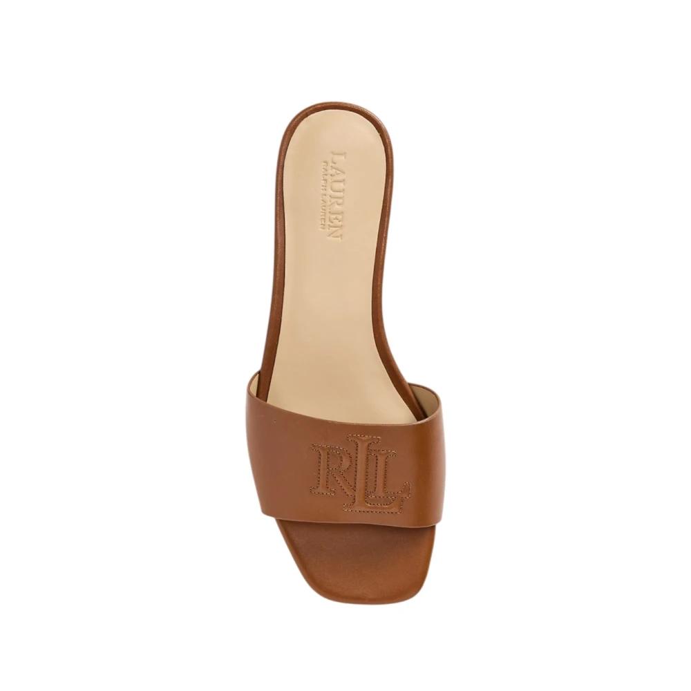 Lauren Ralph Lauren Everley Calfskin Slide Sandal - Brown - 38 - side b