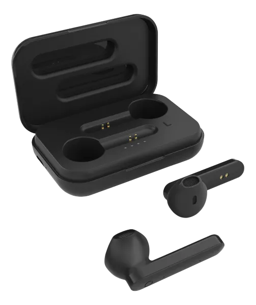 STREETZ True Wireless Stereo headset med ladeenhet - Svart