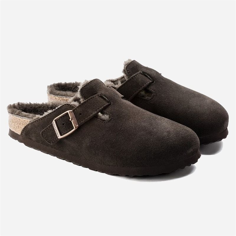 Birkenstock Boston Shearling Suede Leather/Fur Mocha - side a