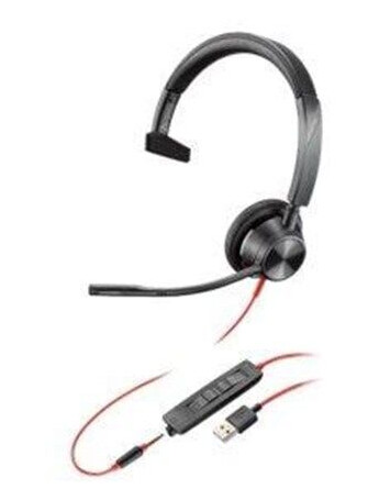 Poly Blackwire 3315 3300 Series MS Mono Headset Svart