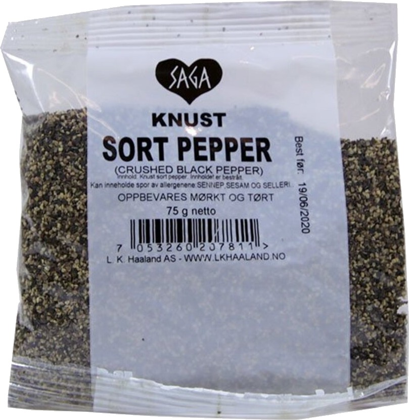 Saga knust sort pepper pose 60 g » Best Pris på Prisradar.no