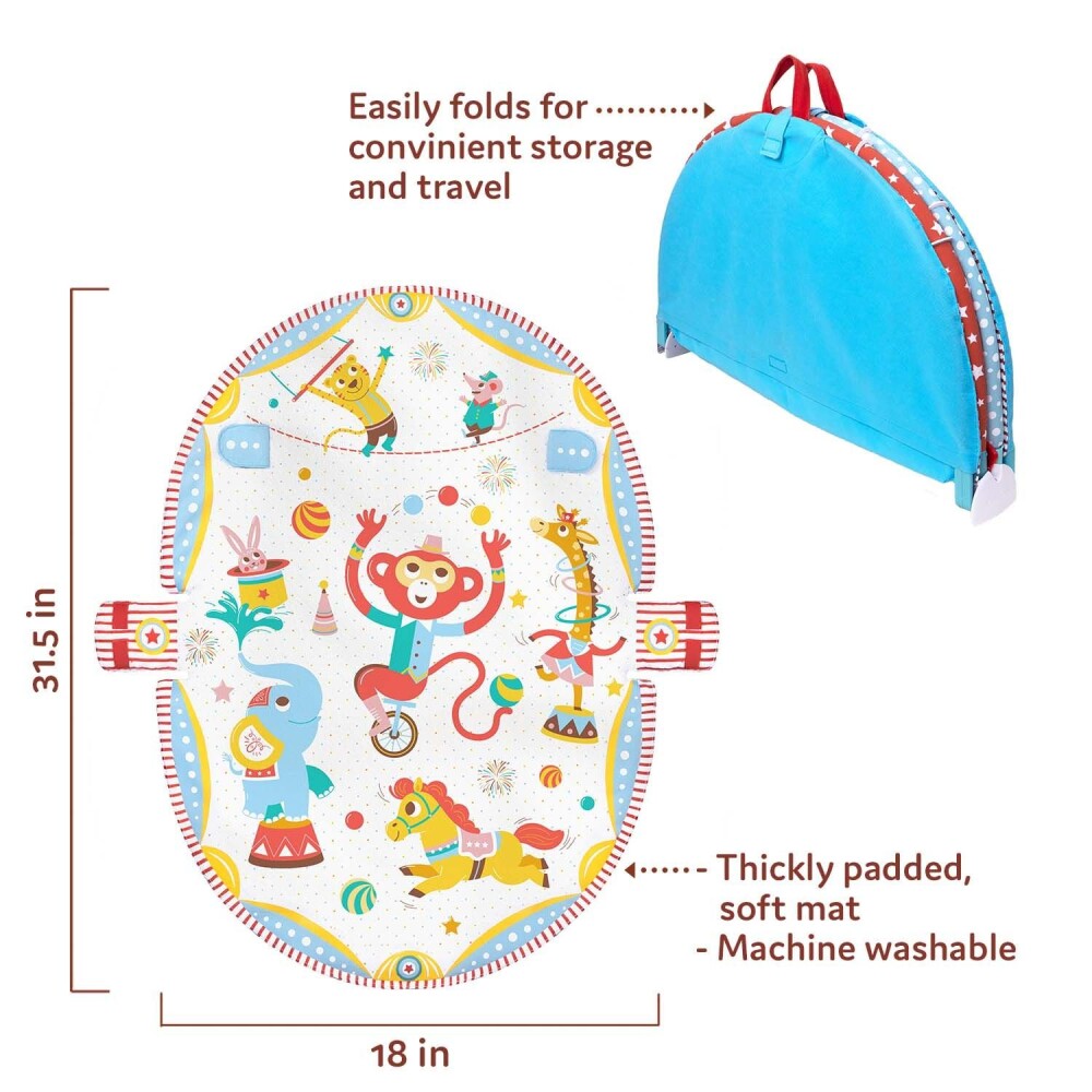 YOOKIDOO Fiesta Playmat To Bag – Tappetone Da Gioco 145x100 Cm Lavabile, Con Sonagli E Specchio, Per Neonati
