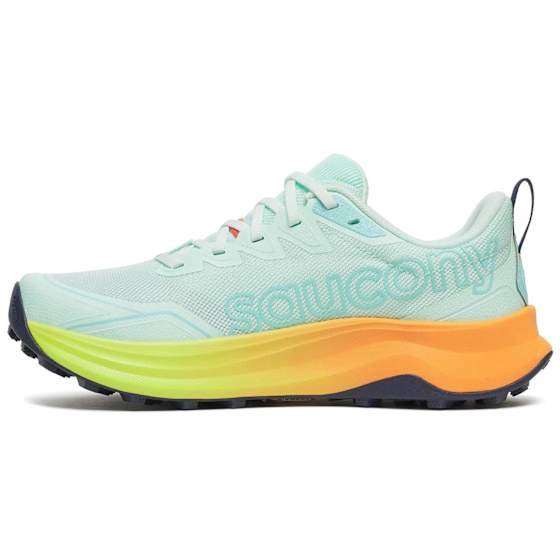 Saucony Women's Peregrine 16 Aqua/citron 38 - side a