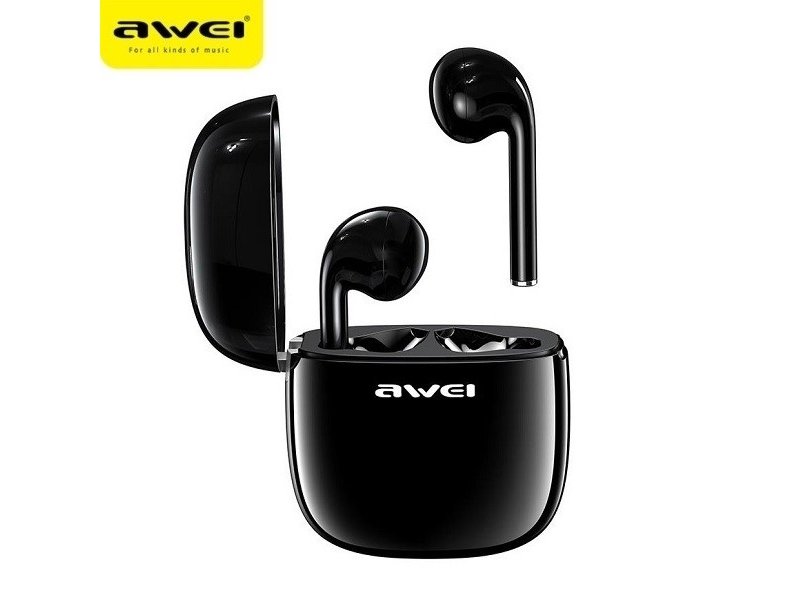 Awei Bluetooth 5.0 T28 Tws Hodetelefoner + Dockingstasjon Svart/Svart