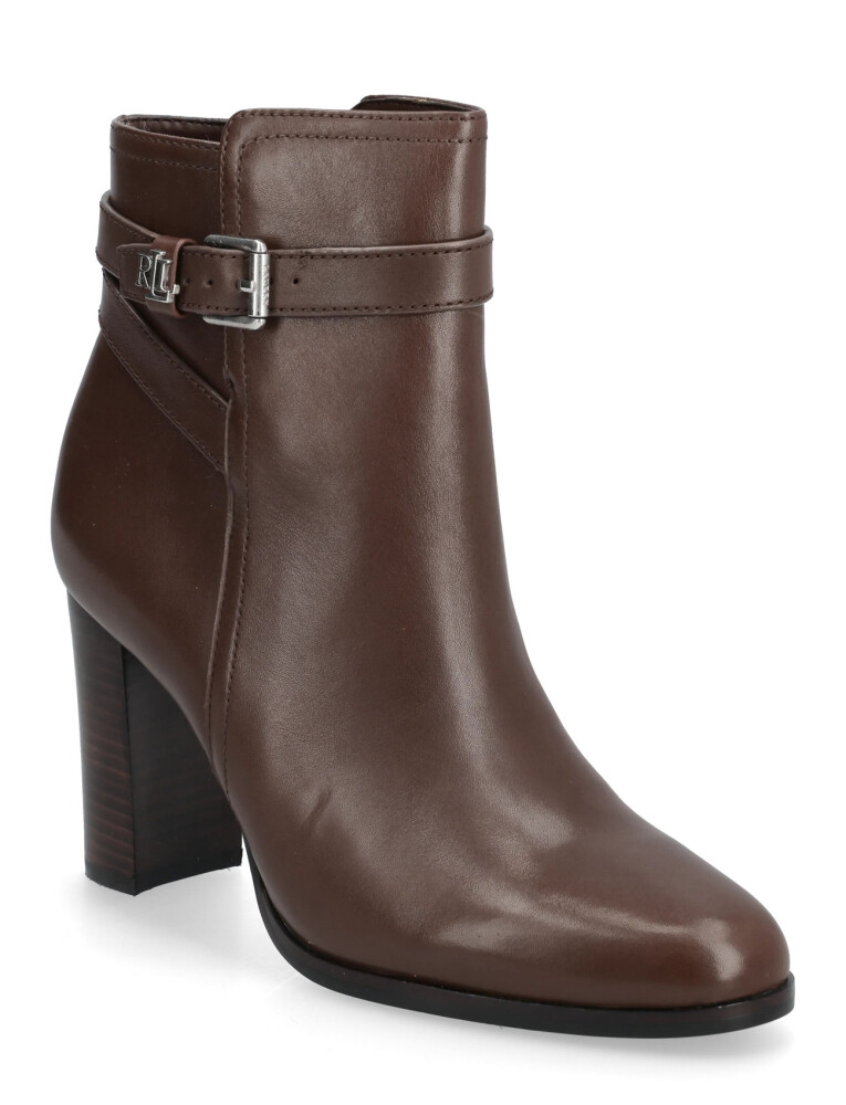 Lauren Ralph Lauren Brooke Ii Calfskin Bootie Heel - Brown - 36 - main photo