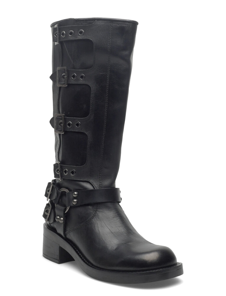 Bianco Biaharper Buckle Biker Boot Pull Up Leather - Black - 37 - main photo