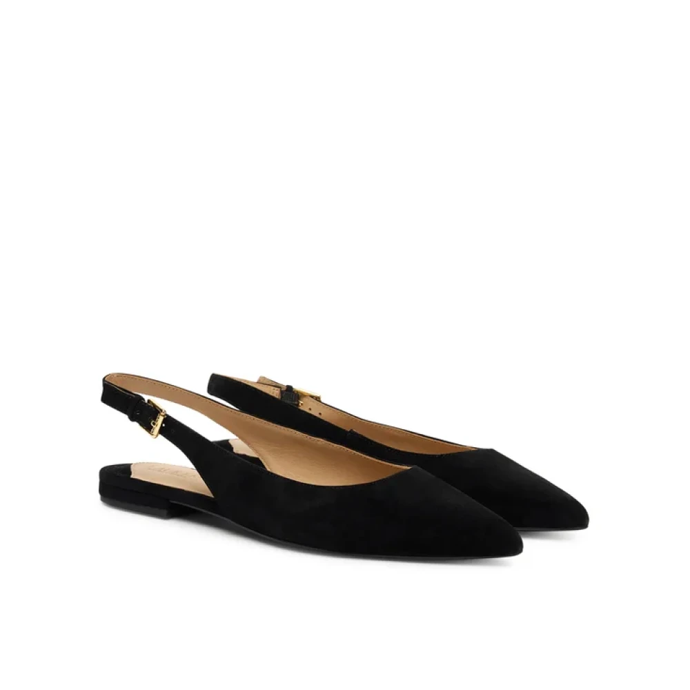 Lauren Ralph Lauren Londyn Suede Slingback Flat - Black - 36 - side a