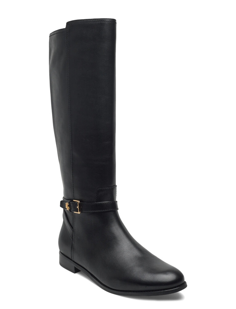 Lauren Ralph Lauren Brooke Ii Burnished Leather Tall Boot - Black - 41 - main photo