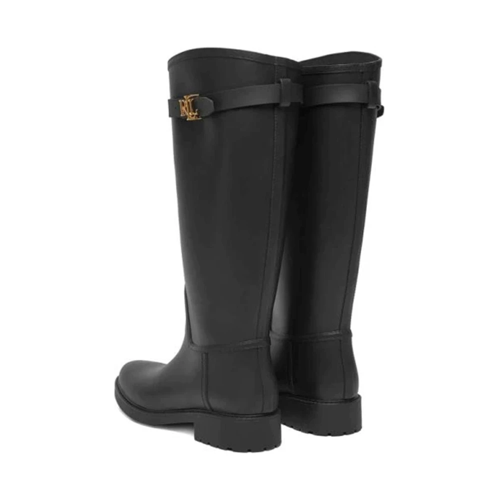 Lauren Ralph Lauren Portiah Rubber Tall Rain Boot - Black - 39 - side b