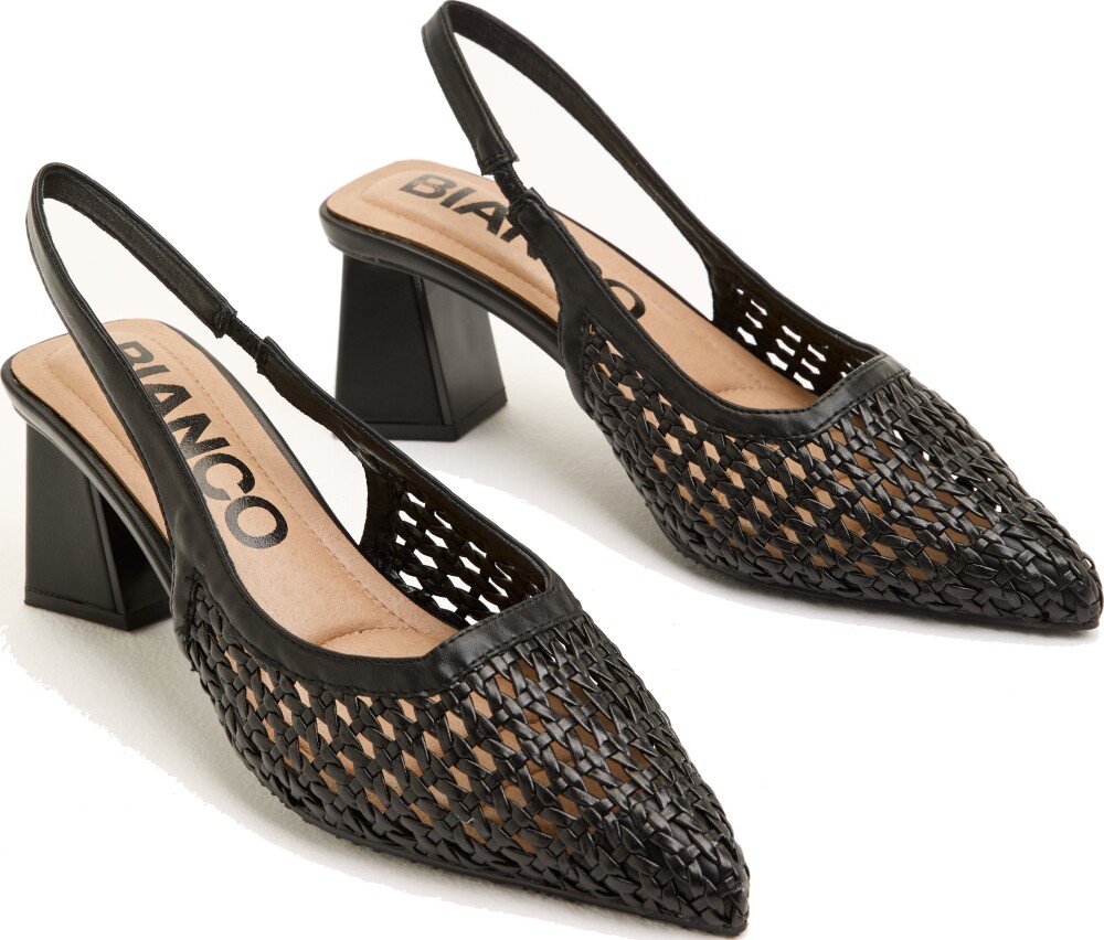 Bianco Biamaralyn Slingback Weaved Faux Leather   Black   39 - main photo
