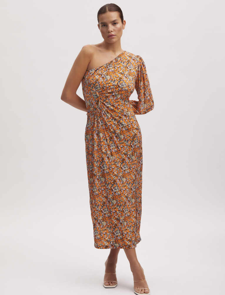 gestuz one shoulder dress Maxi Dress Gestuz Yellow Dress Gestuz Shirred Detail Dress In Yellow Lyst