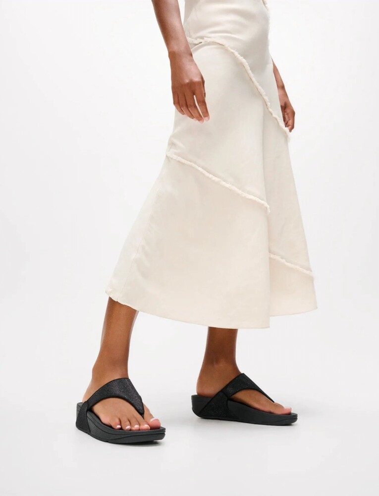 FitFlop Lulu Shimmerglitz Toe Post Sandals   Black   41 - main photo